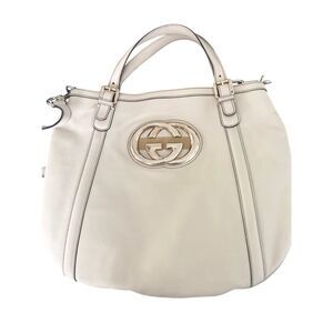 Gucci Britt Web Convertible Leather Large Satchel